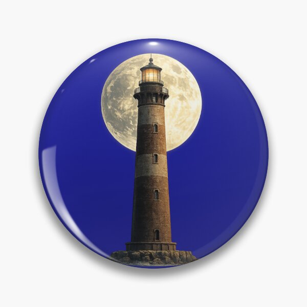 Item preview, Recreation of Morris Island Lighthouse with a full moon backdrop designed and sold by shorethings.