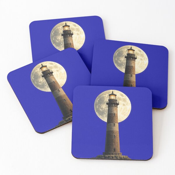 Item preview, Recreation of Morris Island Lighthouse with a full moon backdrop designed and sold by shorethings.