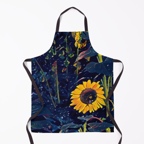 Item preview, Impressionist Sunflower Night Garden Moody Blue Digital Painting designed and sold by BalkanBloomArt.