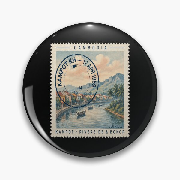 Item preview, Kampot Cambodia Riverside Bokor Mountain Stamp Sticker designed and sold by stickercuffs.