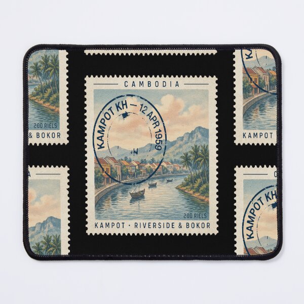 Item preview, Kampot Cambodia Riverside Bokor Mountain Stamp Sticker designed and sold by stickercuffs.