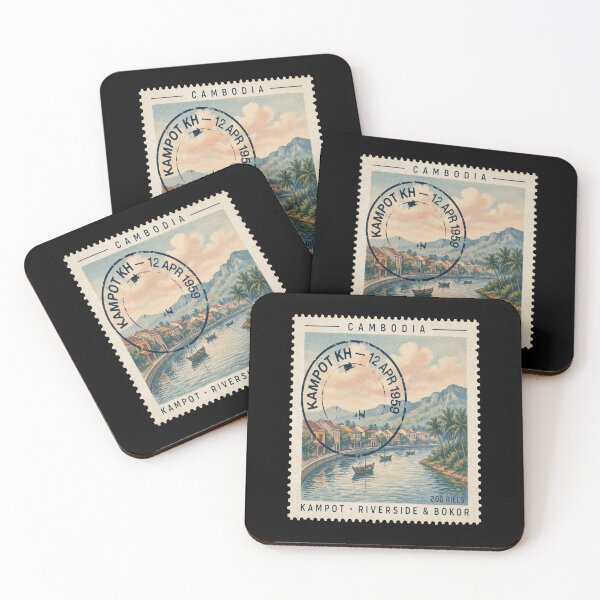 Item preview, Kampot Cambodia Riverside Bokor Mountain Stamp Sticker designed and sold by stickercuffs.