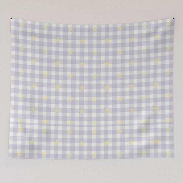 Item preview, Navy Blue Checkered Star Pattern Vintage Retro Celestial Plaid designed and sold by byhannahbee.