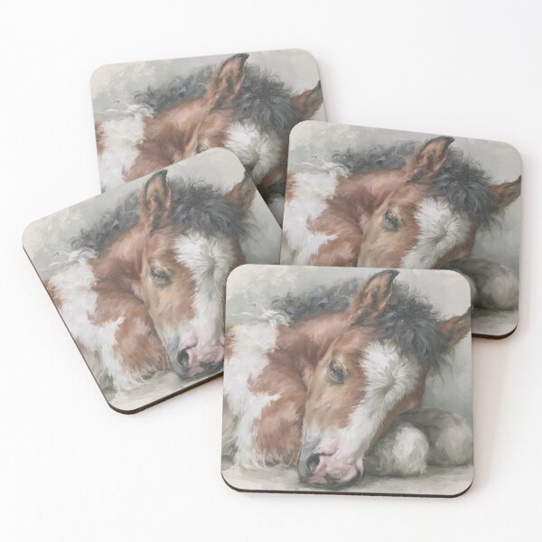Item preview, Sleeping Horse Foal Oil Painting | Cute Baby Horse Nursery Wall Art | Cozy Equestrian Decor | Cottagecore Animal Print designed and sold by Artforhorse.