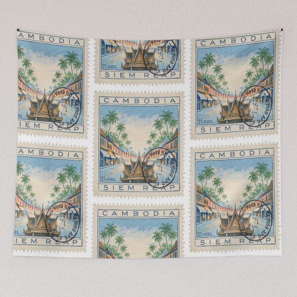 Item preview, Siem Reap Cambodia Old Market Palm Skyline Stamp Sticker designed and sold by stickercuffs.