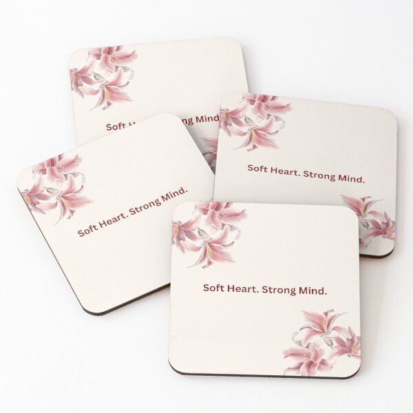 Item preview, Soft Heart Strong Mind – Feminine Motivational Quote with Pink Lilies | Floral Inspirational Aesthetic designed and sold by NOUURRRR.