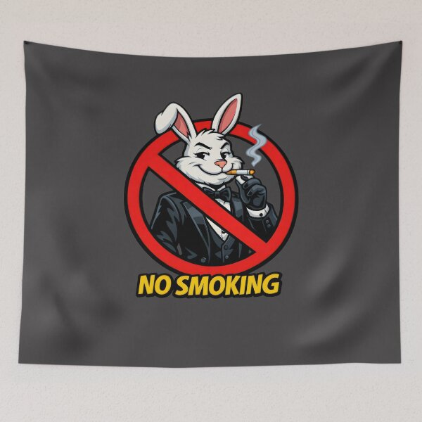 Item preview, No Smoking Bunny Sticker – Funny Playboy Rabbit Tuxedo Cartoon Vector, Elegant Smoking Forbidden Sign, Classy Man Cave Wall Art Graphic designed and sold by SmartPuns.