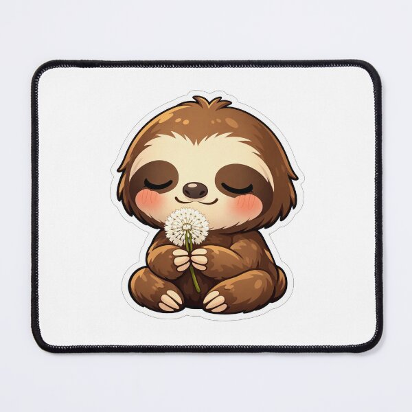 Item preview, Cute Sloth Smelling A White Dandelion designed and sold by Owcomm.