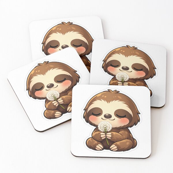 Item preview, Cute Sloth Smelling A White Dandelion designed and sold by Owcomm.