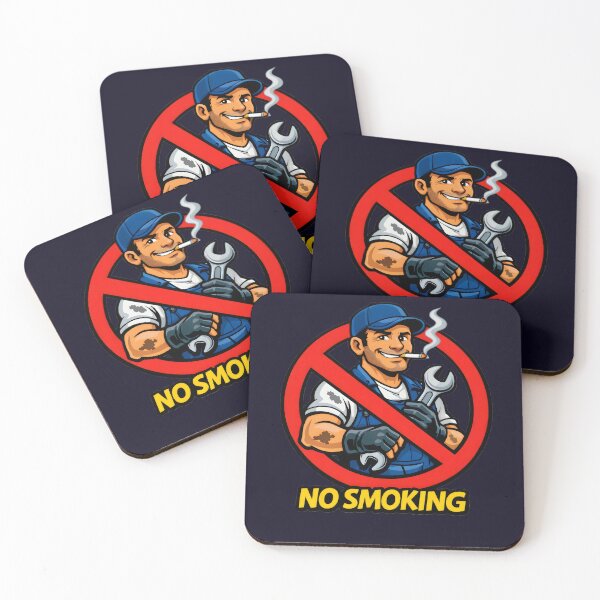 Item preview, No Smoking Sign Mechanic Sticker – Funny Garage Workshop No Smoking Cartoon Vector, Gas Station & Auto Shop Wall Art, Mechanic Gift Graphic designed and sold by SmartPuns.
