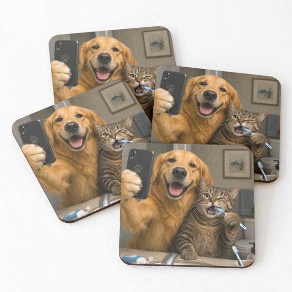 Item preview, Bathroom Selfie Gone Wrong – Funny Dog & Cat designed and sold by GARAPROMOCIONES.