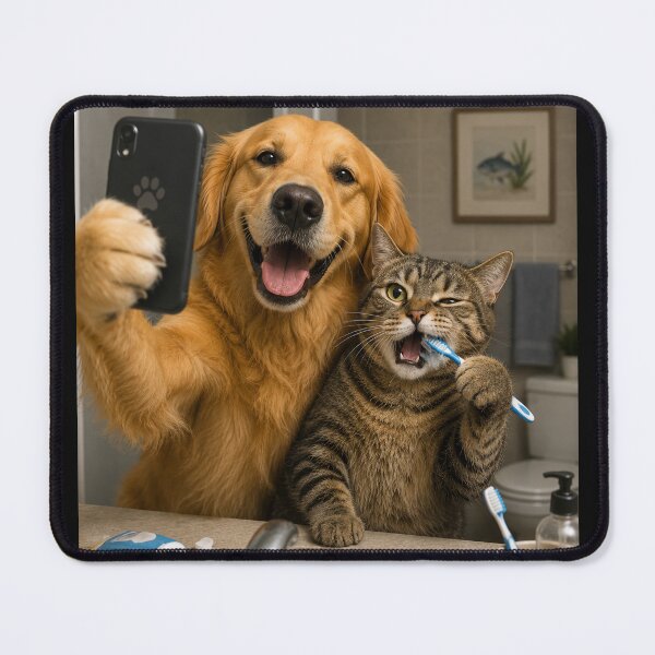 Item preview, Bathroom Selfie Gone Wrong – Funny Dog & Cat designed and sold by GARAPROMOCIONES.