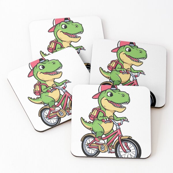 Item preview,  Cute T-Rex Riding Bicycle Cartoon | Funny Dinosaur with Backpack Vector Illustration designed and sold by cute-corner0.