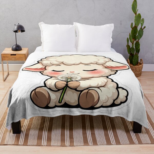 Item preview, Cute Little Sheep Holding A Dandelion Flower designed and sold by Owcomm.