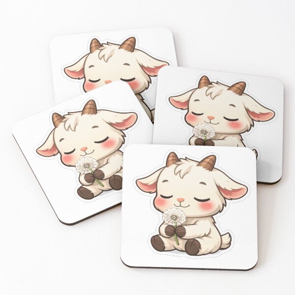 Item preview, Cute Baby Goat Sniffing White Dandelion designed and sold by Owcomm.