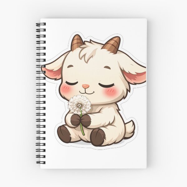 Item preview, Cute Baby Goat Sniffing White Dandelion designed and sold by Owcomm.