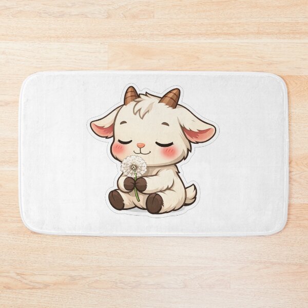 Item preview, Cute Baby Goat Sniffing White Dandelion designed and sold by Owcomm.