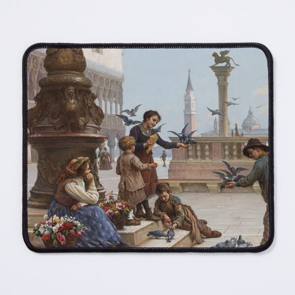 Item preview, Children feeding pigeons in Venice designed and sold by SharonTheFirst.