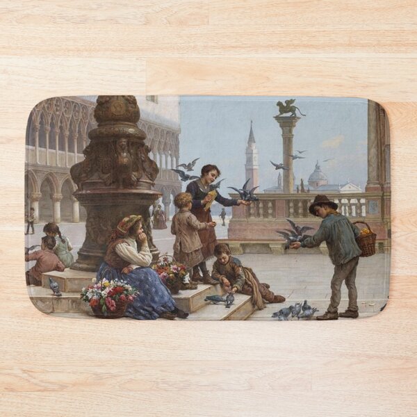 Item preview, Children feeding pigeons in Venice designed and sold by SharonTheFirst.
