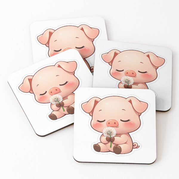 Item preview, Cute Little Pig Sniffing Dandelion Flower designed and sold by Owcomm.