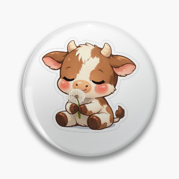 Item preview, Cute Baby Cow Sniffing A Dandelion designed and sold by Owcomm.