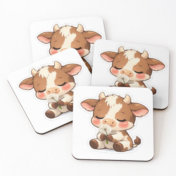 Item preview, Cute Baby Cow Sniffing A Dandelion designed and sold by Owcomm.