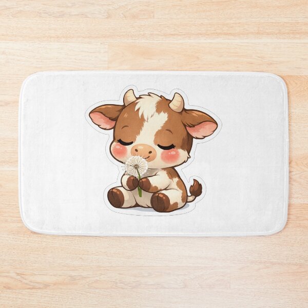 Item preview, Cute Baby Cow Sniffing A Dandelion designed and sold by Owcomm.