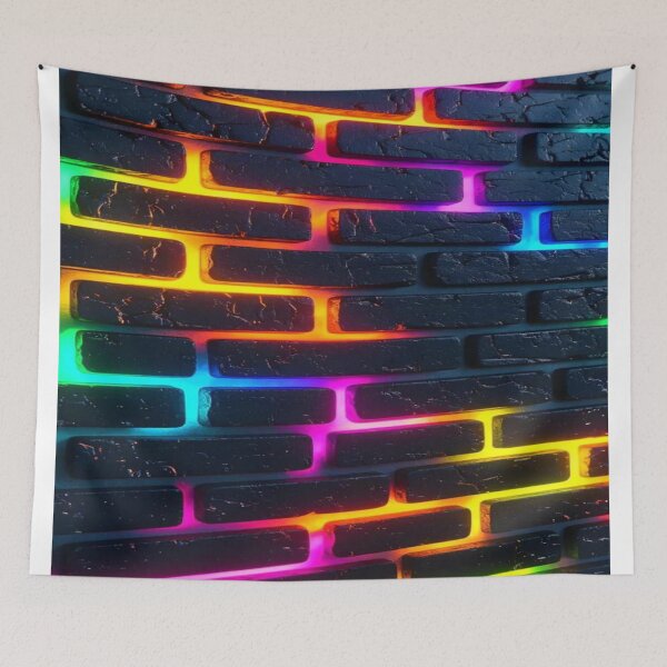 Item preview, Future Energy in Your Pocket, Rainbow Neon Brick Wall - Electric Cyberpunk Design designed and sold by RAYBIL.