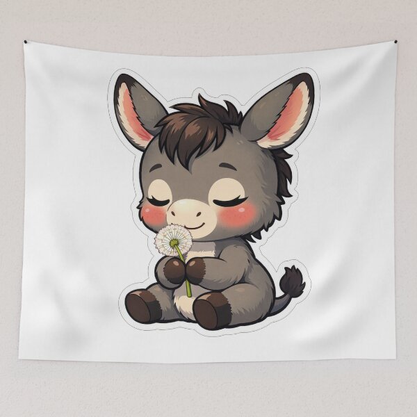Item preview, Cute Baby Donkey Smelling A Dandelion designed and sold by Owcomm.