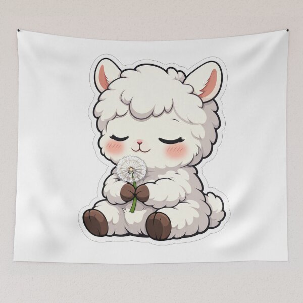 Item preview, Cute Fluffy Sheep Holding A Dandelion designed and sold by Owcomm.
