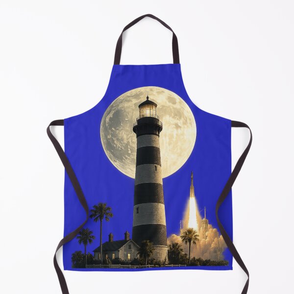 Item preview, Recreation of Cape Canaveral Lighthouse with a full moon backdrop and Rocket Launch designed and sold by shorethings.