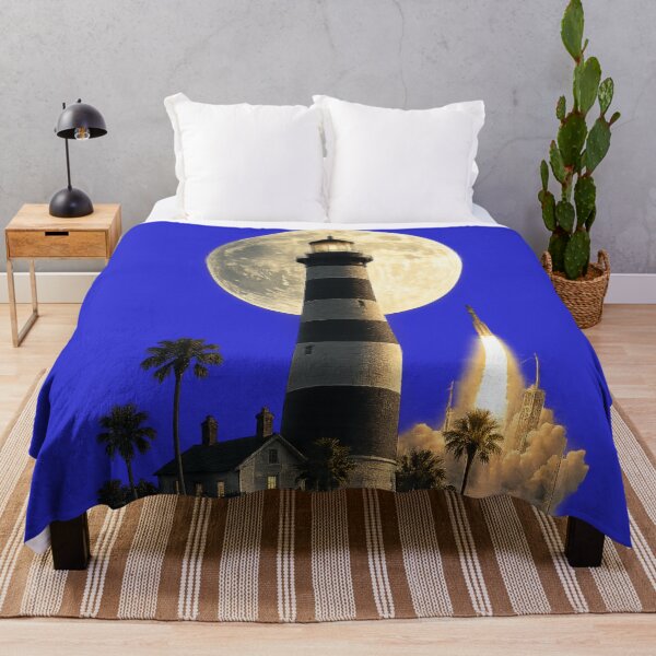 Item preview, Recreation of Cape Canaveral Lighthouse with a full moon backdrop and Rocket Launch designed and sold by shorethings.