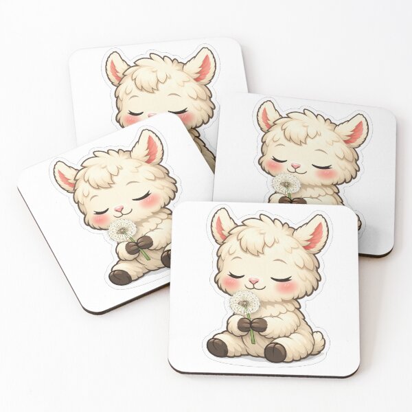Item preview, Cute Kawaii Baby Alpaca Sniffing Dandelion designed and sold by Owcomm.