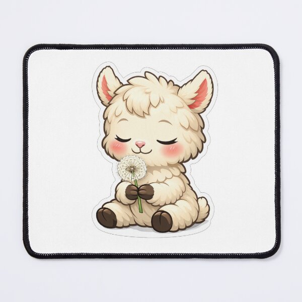 Item preview, Cute Kawaii Baby Alpaca Sniffing Dandelion designed and sold by Owcomm.