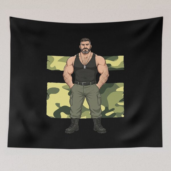 Item preview, Military Daddy Bear | Gay Bear Pride Illustration designed and sold by BrokenLabel.