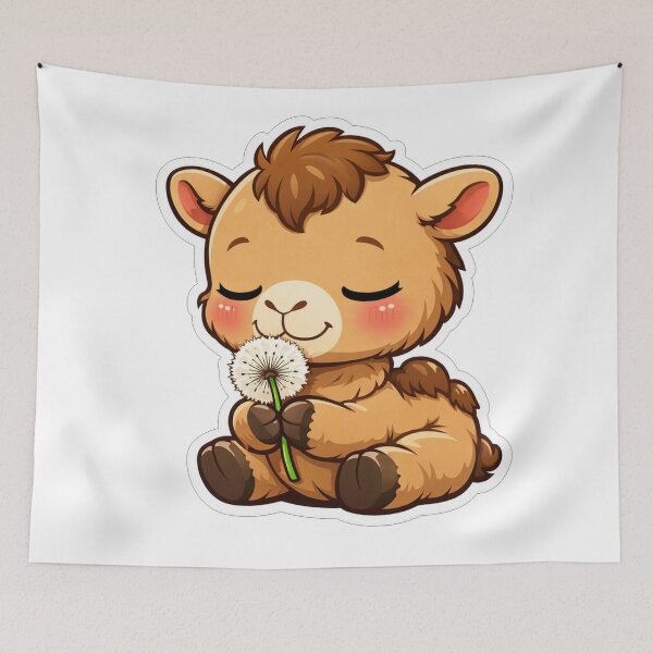Item preview, Cute Baby Camel Sniffing Dandelion Flower designed and sold by Owcomm.