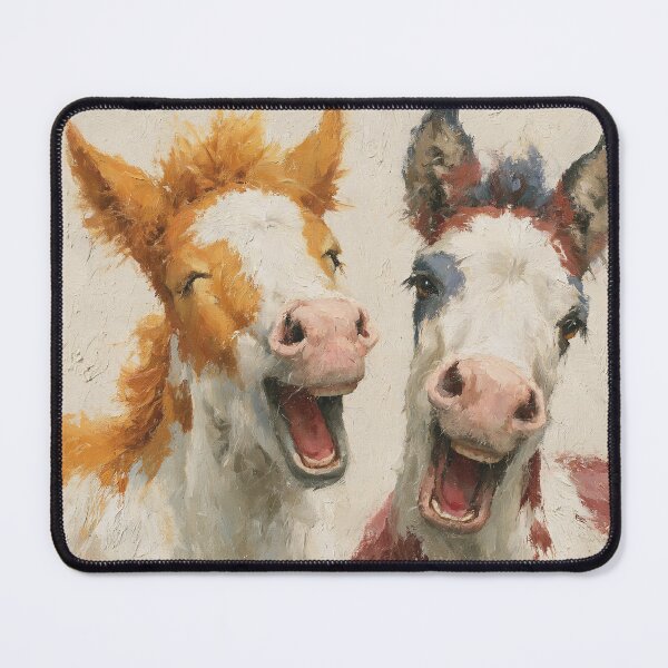 Item preview, Funny Laughing Horse Foals Oil Painting | Cute Baby Horses Wall Art | Whimsical Equestrian Decor | Farmhouse Animal Print designed and sold by Artforhorse.