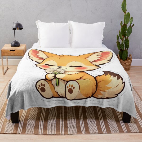 Item preview, Cute Fennec Fox Smelling Dandelion Flower designed and sold by Owcomm.