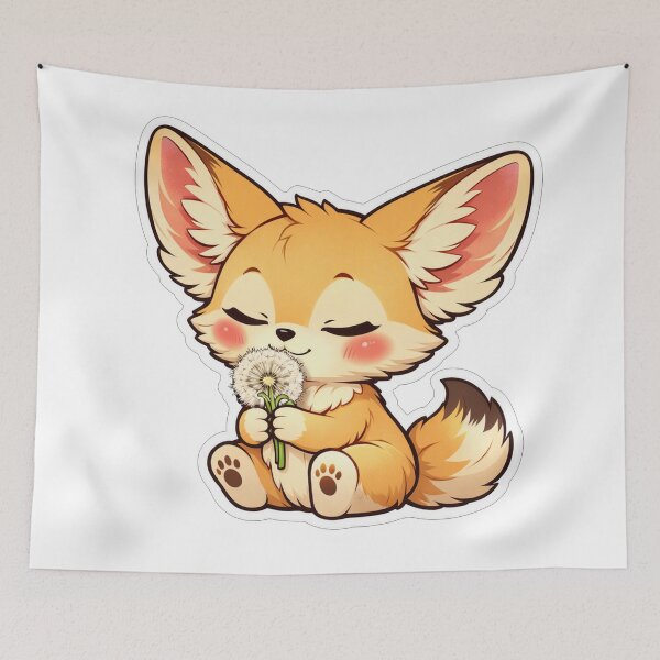 Item preview, Cute Fennec Fox Smelling Dandelion Flower designed and sold by Owcomm.
