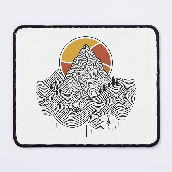 Item preview, Mountain Waves Line Art Nature Design designed and sold by WillCraftx.
