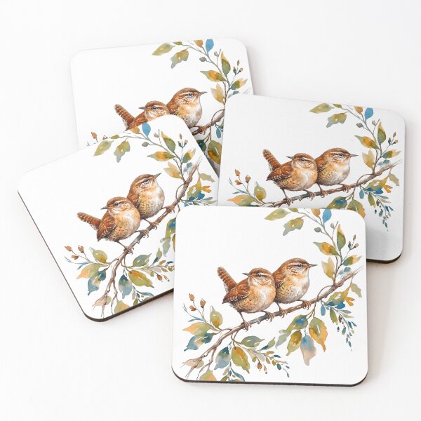 Item preview, Beautiful Autumn Wren Watercolor Print designed and sold by laughingshirts.