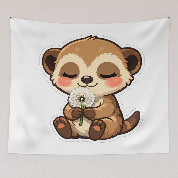 Item preview, Cute Baby Meerkat Holding Dandelion Flower designed and sold by Owcomm.