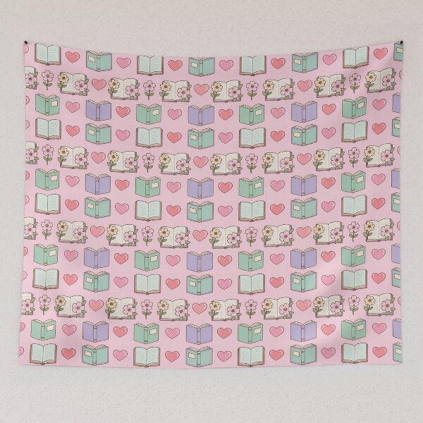 Item preview, Book pink shelf flowers pattern designed and sold by Irenuccia.