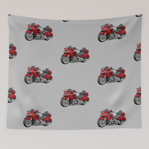 Item preview, Red Honda Gold Wing Tour Luxury Touring Motorcycle Illustration designed and sold by Motorline44.