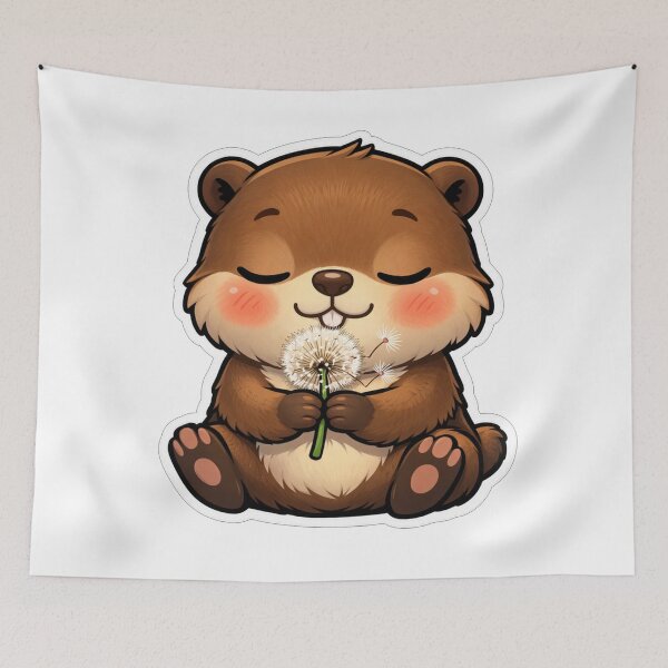 Item preview, Cute Little Otter Holding A Dandelion designed and sold by Owcomm.