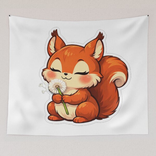 Item preview, Cute Red Squirrel Holding A Dandelion designed and sold by Owcomm.