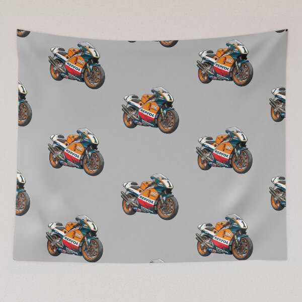 Item preview, Classic Honda NSR500 Repsol GP 2 Stroke Grand Prix Motorcycle Illustration designed and sold by Motorline44.