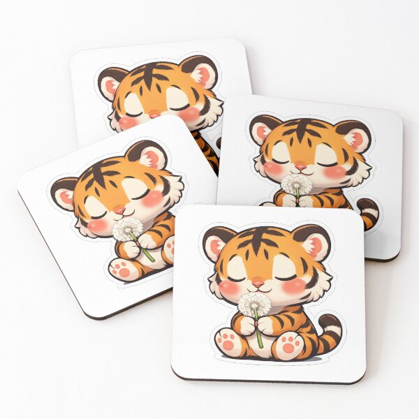 Item preview, Cute Baby Tiger Smelling Dandelion Flower designed and sold by Owcomm.