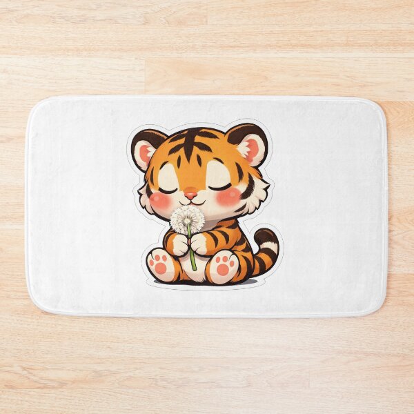 Item preview, Cute Baby Tiger Smelling Dandelion Flower designed and sold by Owcomm.