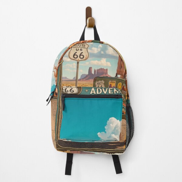 Item preview, Route 66 Adventure Awaits - Vintage Travel Poster designed and sold by RAMIX-Y2K.